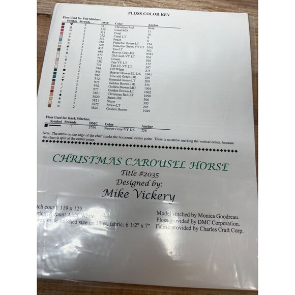Vickery Collection Christmas Carousel Horse Counted Cross Stitch Pattern Only - Picture 3 of 3
